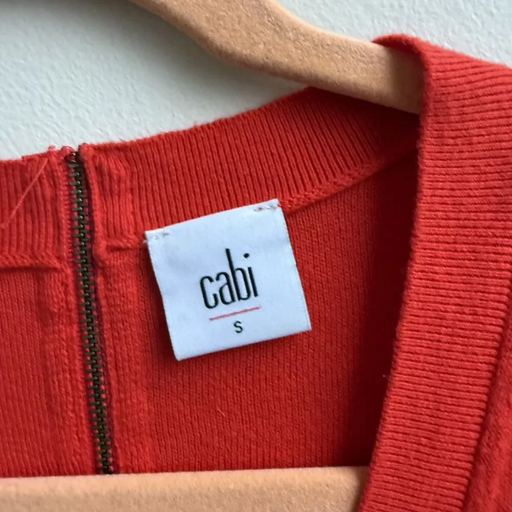 CAbi Cobblestone Cardigan Sweater Fiery Red Full Zip Back Size SMALL